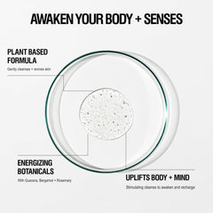 Grown Alchemist Energize Bottle Lather highlights gentle cleansing with hydrating bubbles.