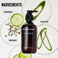 Aloe Vera and Chamomile blend in Grown Alchemist Gentle Gel Facial Cleanser for soothing care