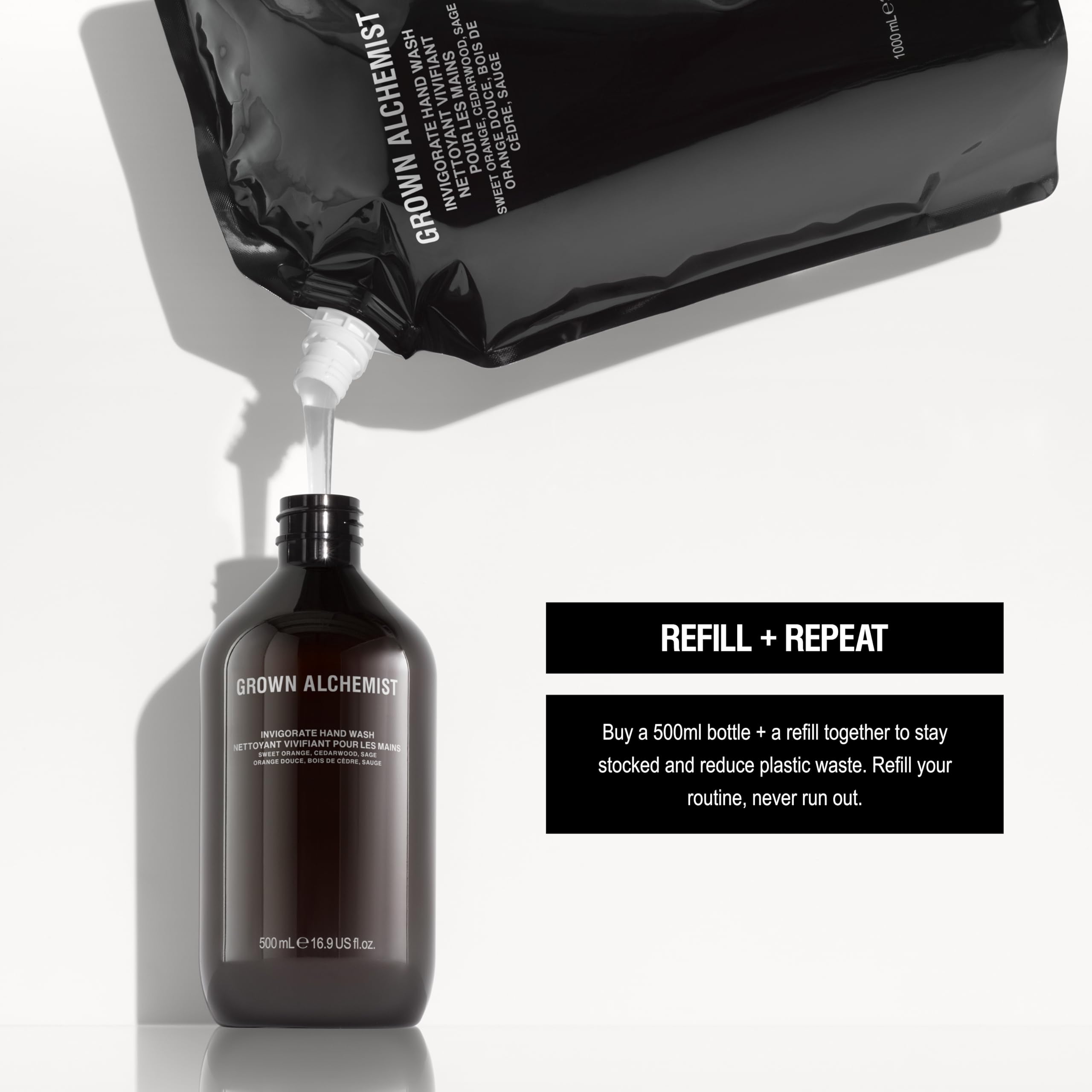 Kitchen and bathroom scene featuring Grown Alchemist Invigorate Hand Wash for everyday use
