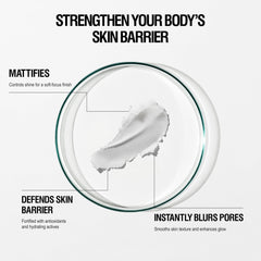 Application of Grown Alchemist Skin Defense Primer showing a soft matte finish.