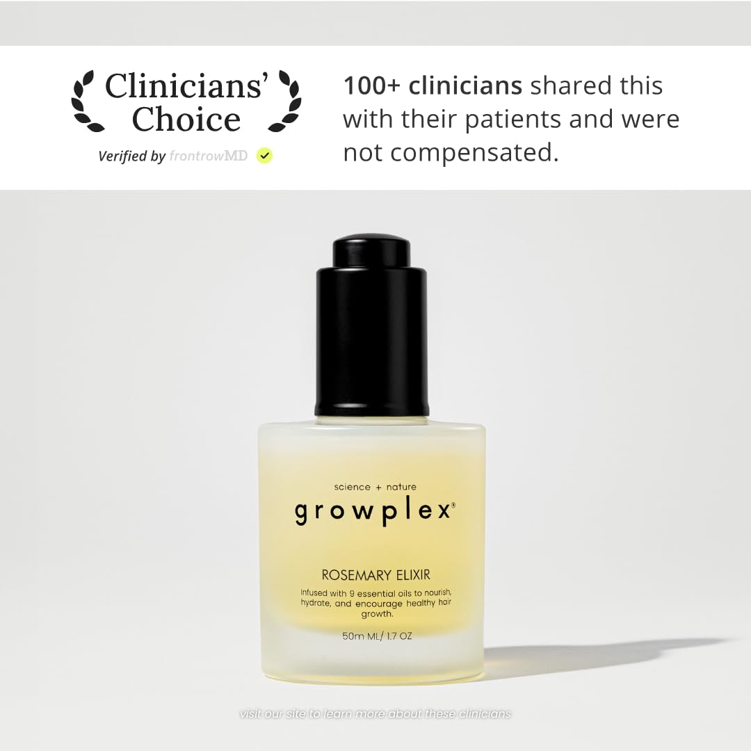 Growplex Rosemary Elixir dropper enables precise application for scalp care.