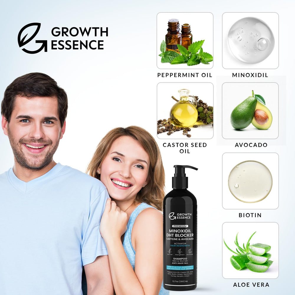 Growth Essence Minoxidil Shampoo on hair strands before detangling
