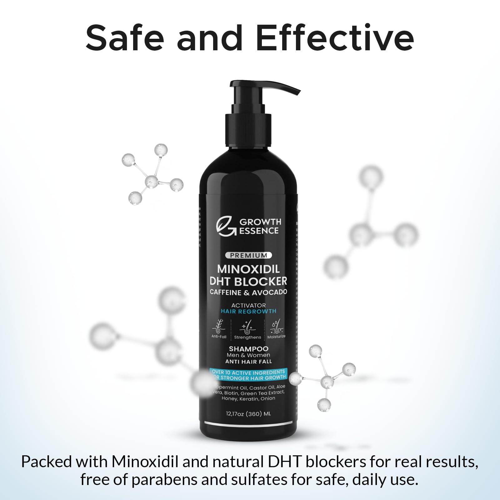 Growth Essence Minoxidil Shampoo in wash routine showing scalp contact