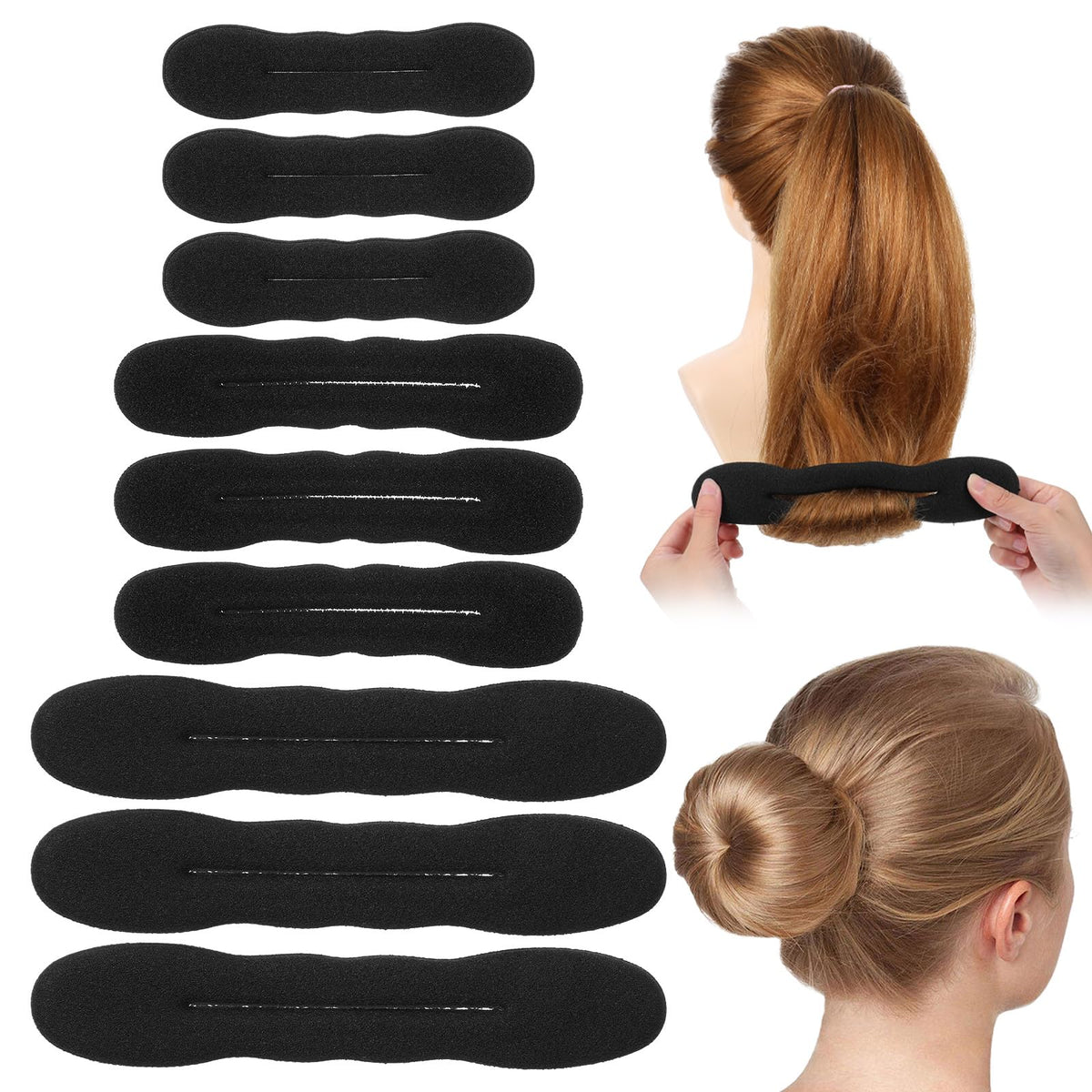 Gsbnjuy modeladores-moño-esponja: crea moños rápidos con esponja suave y duradera.
