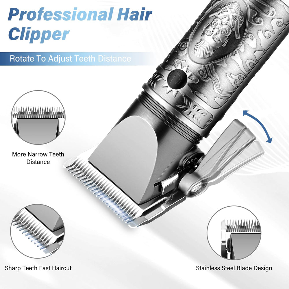 GSKY hair trimmer with stainless steel blades for clean edges.