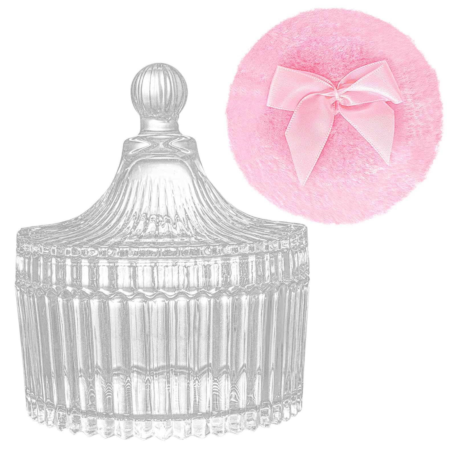 Gsteng large body powder puff with crystal-clear container for precise application.