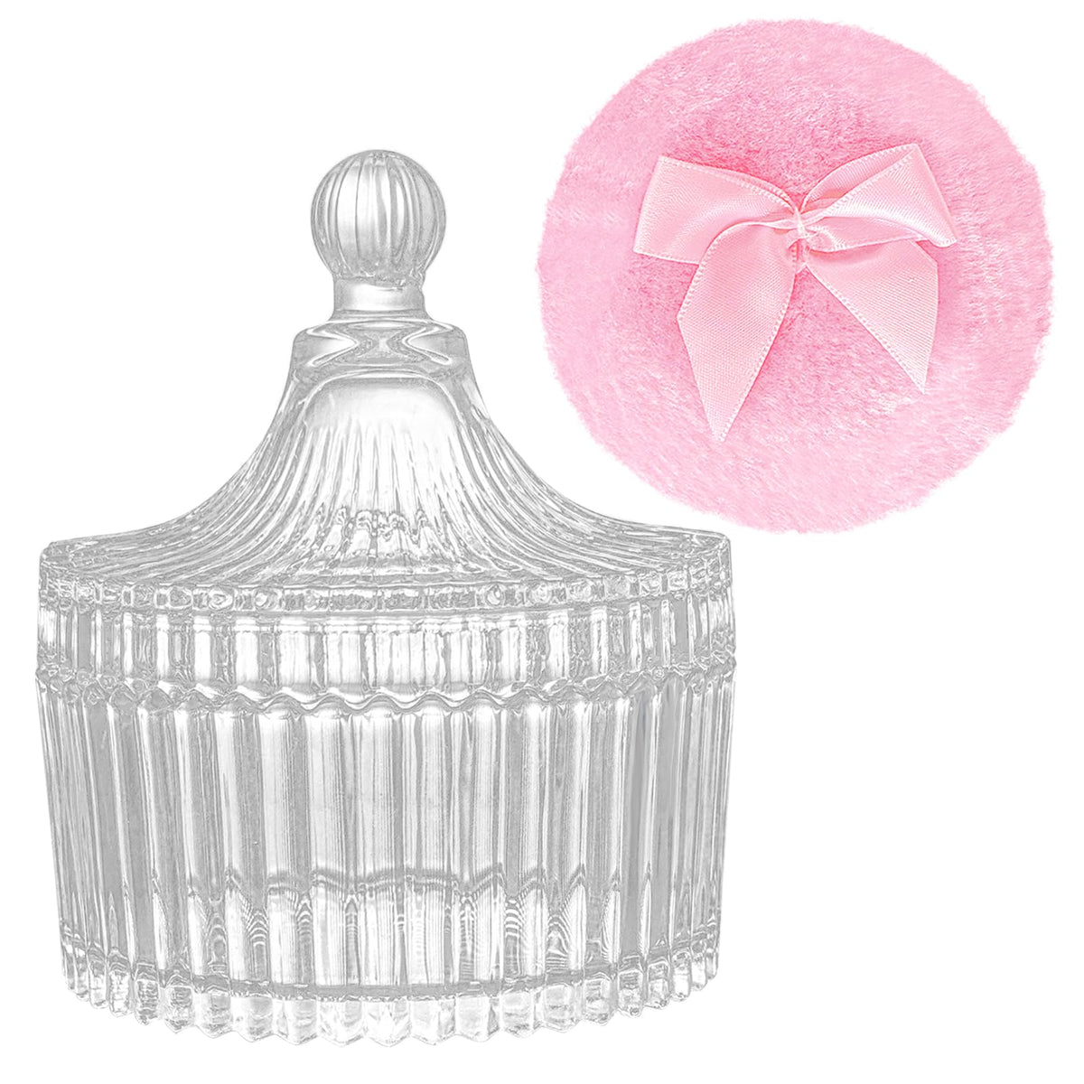 Gsteng large body powder puff with crystal-clear container for precise application.