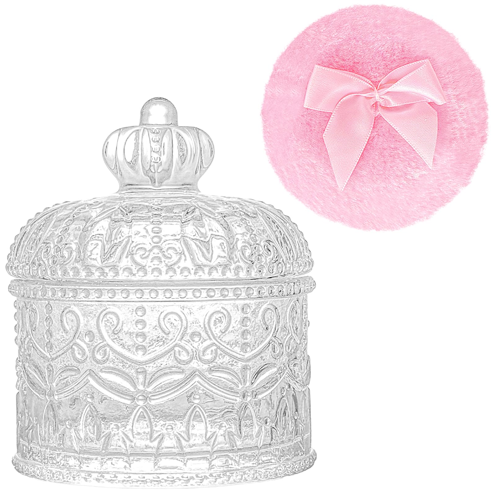 Gsteng large body powder puff beside glass container for even coverage