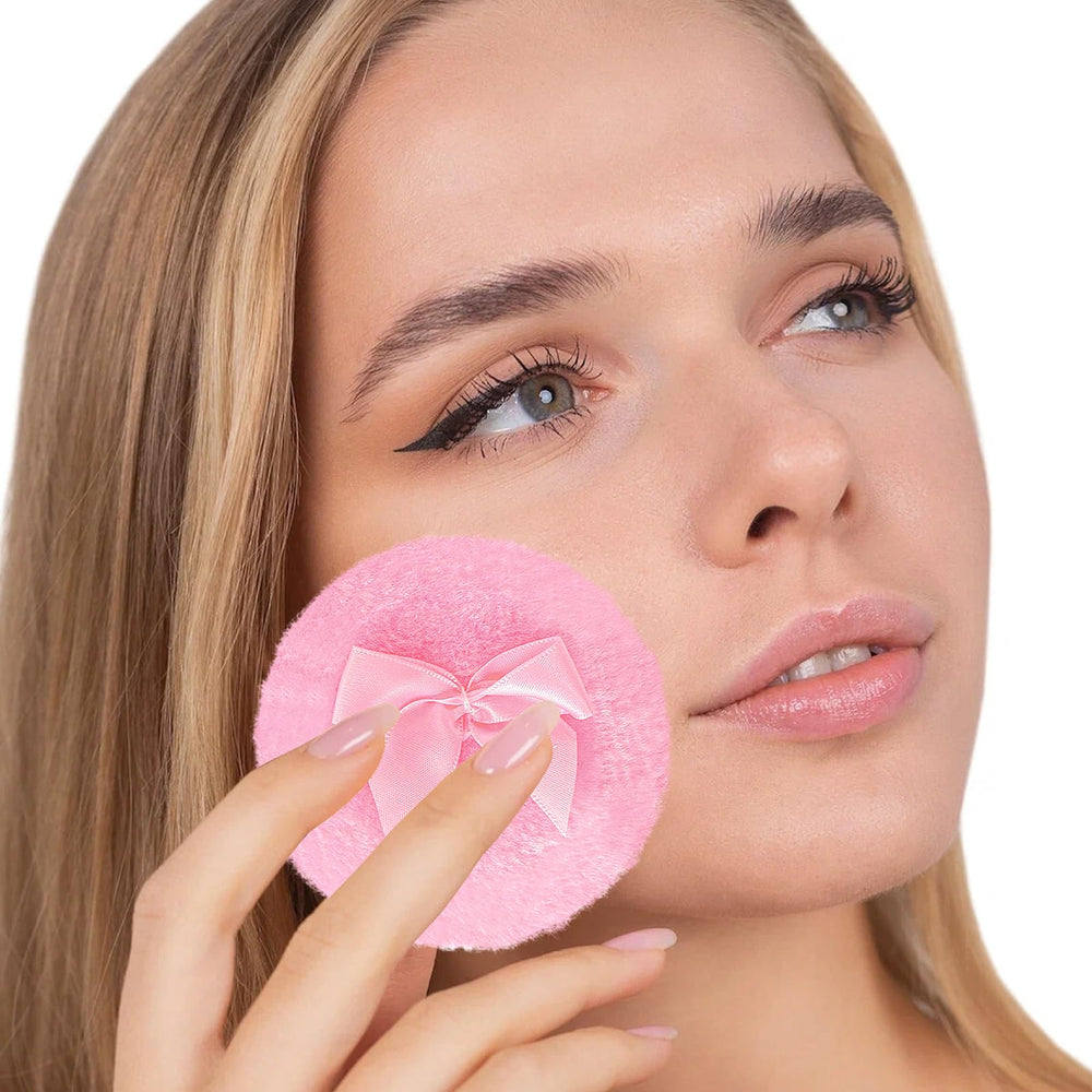 Gsteng washable velvet puff with bow for daily makeup routines.