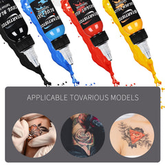 Tinta GTARTISTOO en botellas de 30 ml de plástico, fáciles de almacenar y usar.