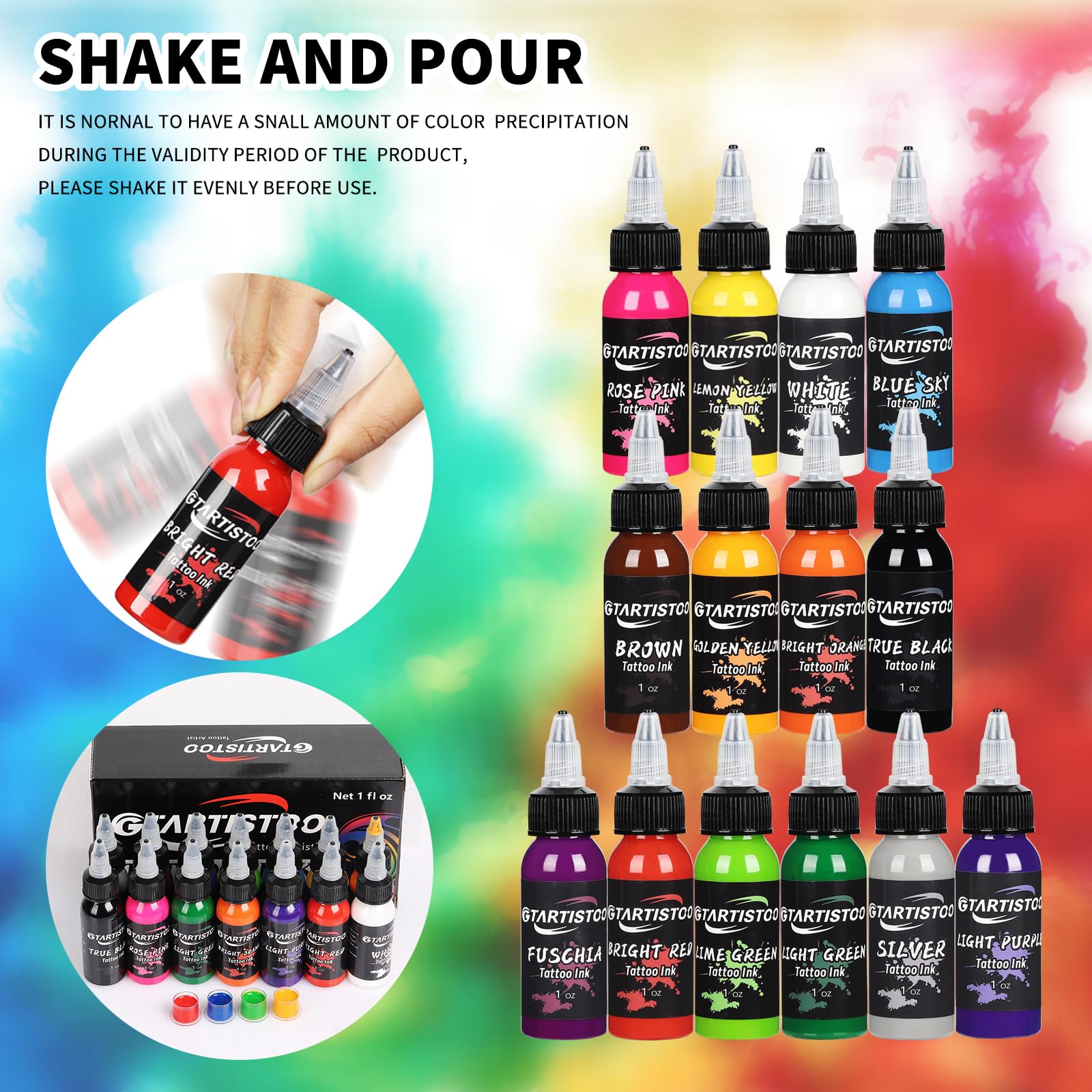 Paleta de colores vibrantes de GTARTISTOO para resultados llamativos.