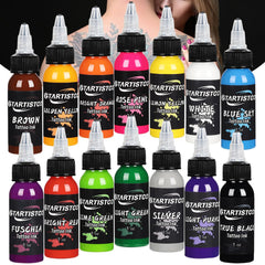 GTARTISTOO ofrece set de tintas para tatuaje con 14 colores y empaque práctico.
