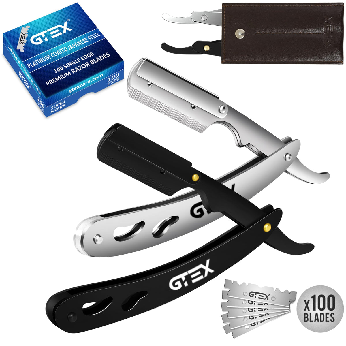 GTEX straight razor kit for professional grooming and precise shaving.