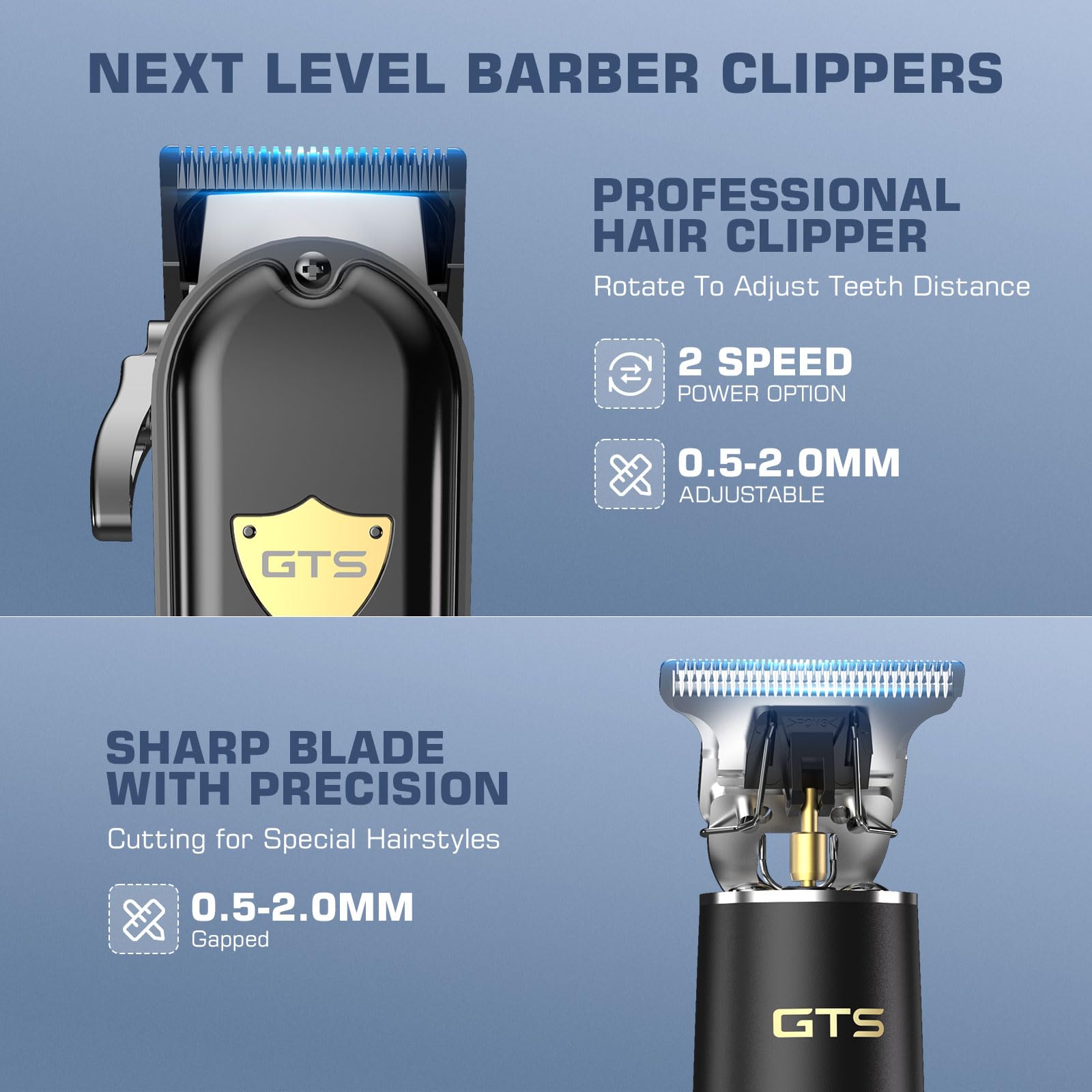 GTSPro clippers with metal guards for precise fades
