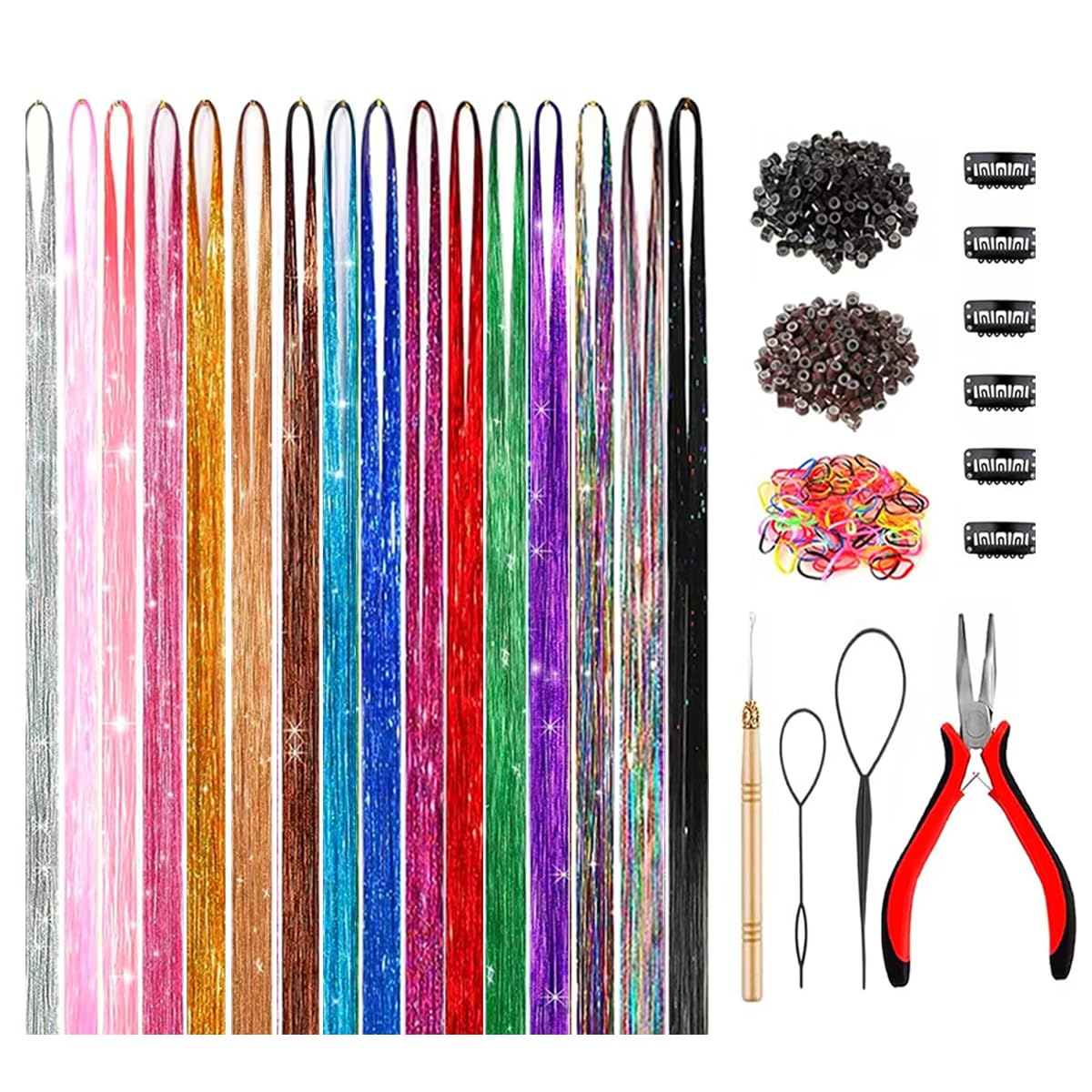 GTTUKK Hair Tinsel Kit 48 inch length adds dramatic sparkle to any hairstyle