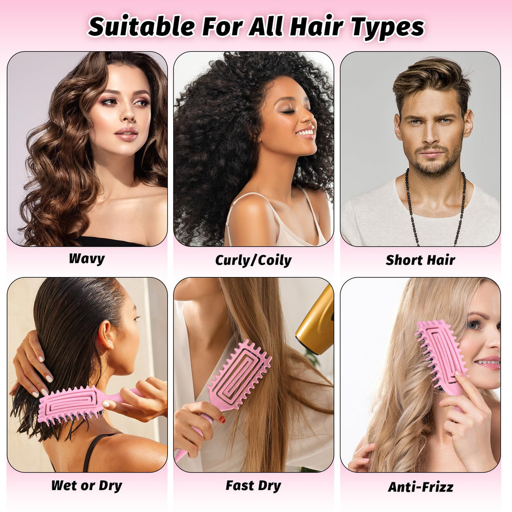 GTWRMXT Curly Hair Brush Pink detangling action reduces snagging during styling