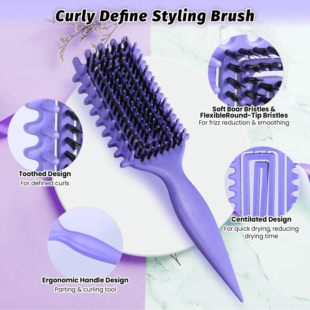 GTWRMXT vented curl brush accelerates drying with breathable bristles.