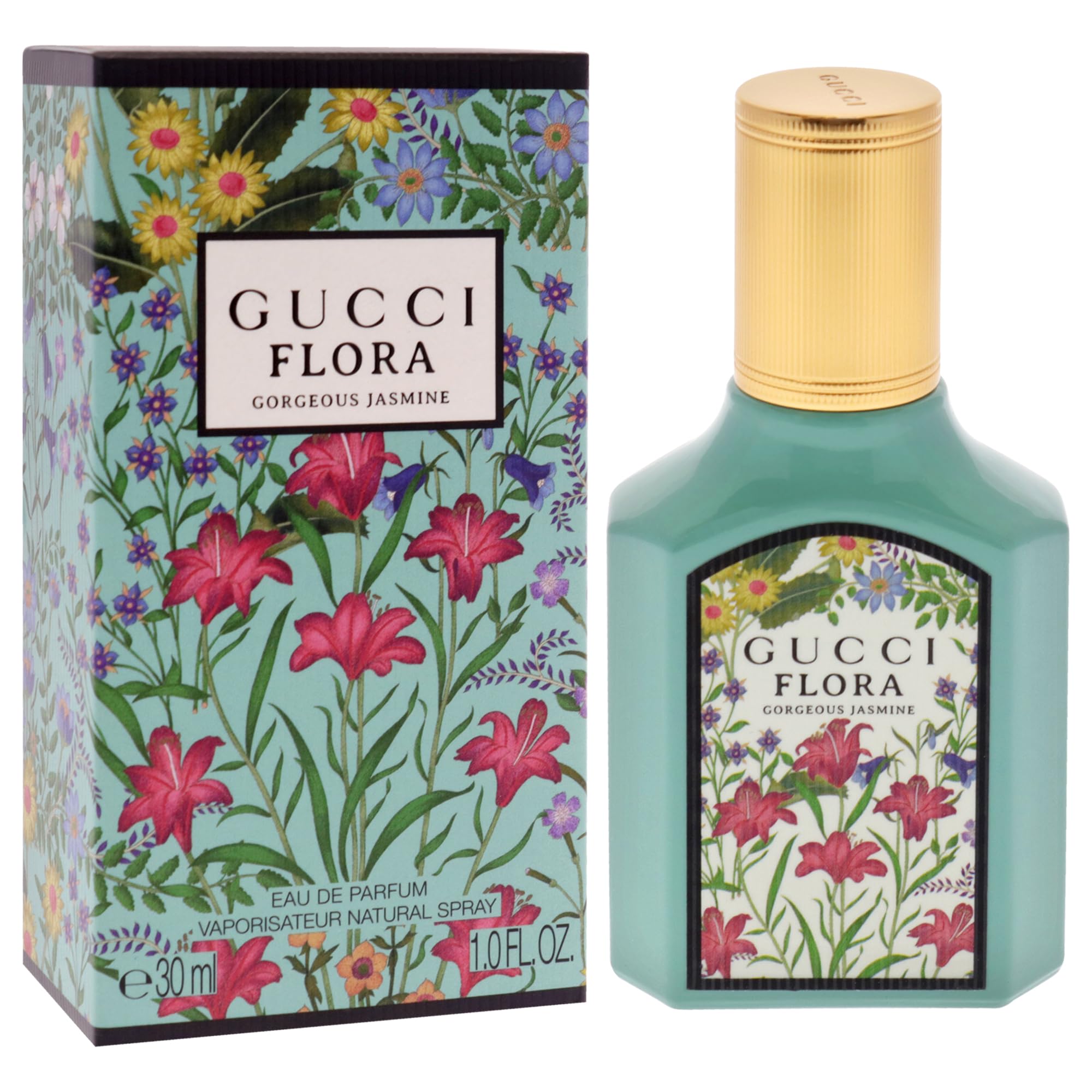 Elegant cap detail of Gucci Flora Gorgeous Jasmine fragrance.