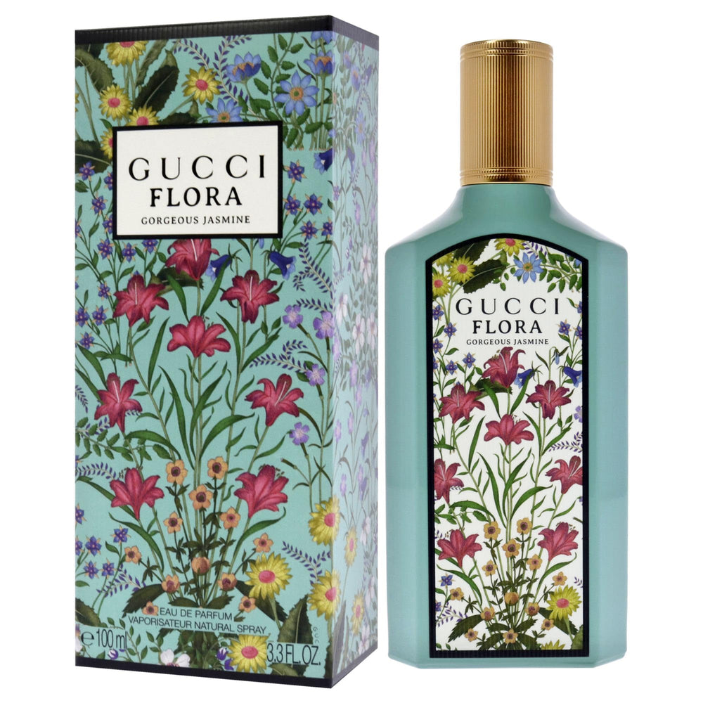 Gucci Flora Gorgeous Jasmine outer packaging indicating gift-worthy presentation.