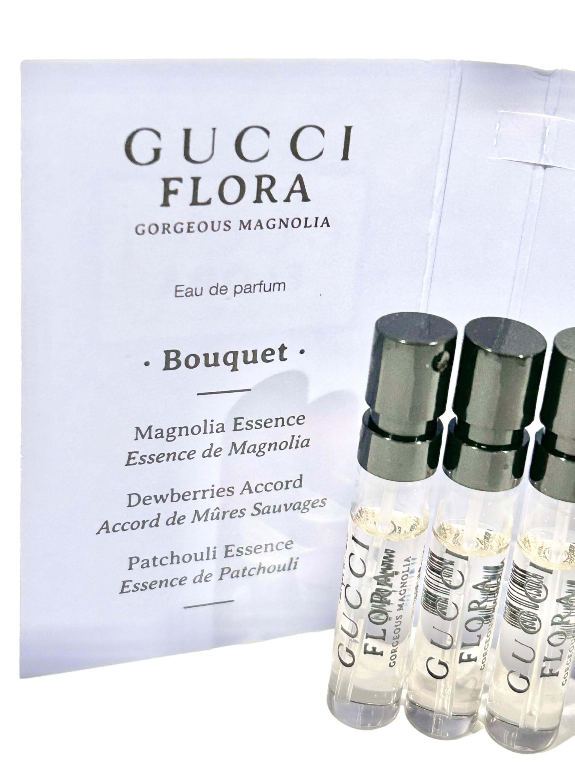 Gucci Flora Gorgeous Magnolia bottle front view suggests elegant everyday wear.