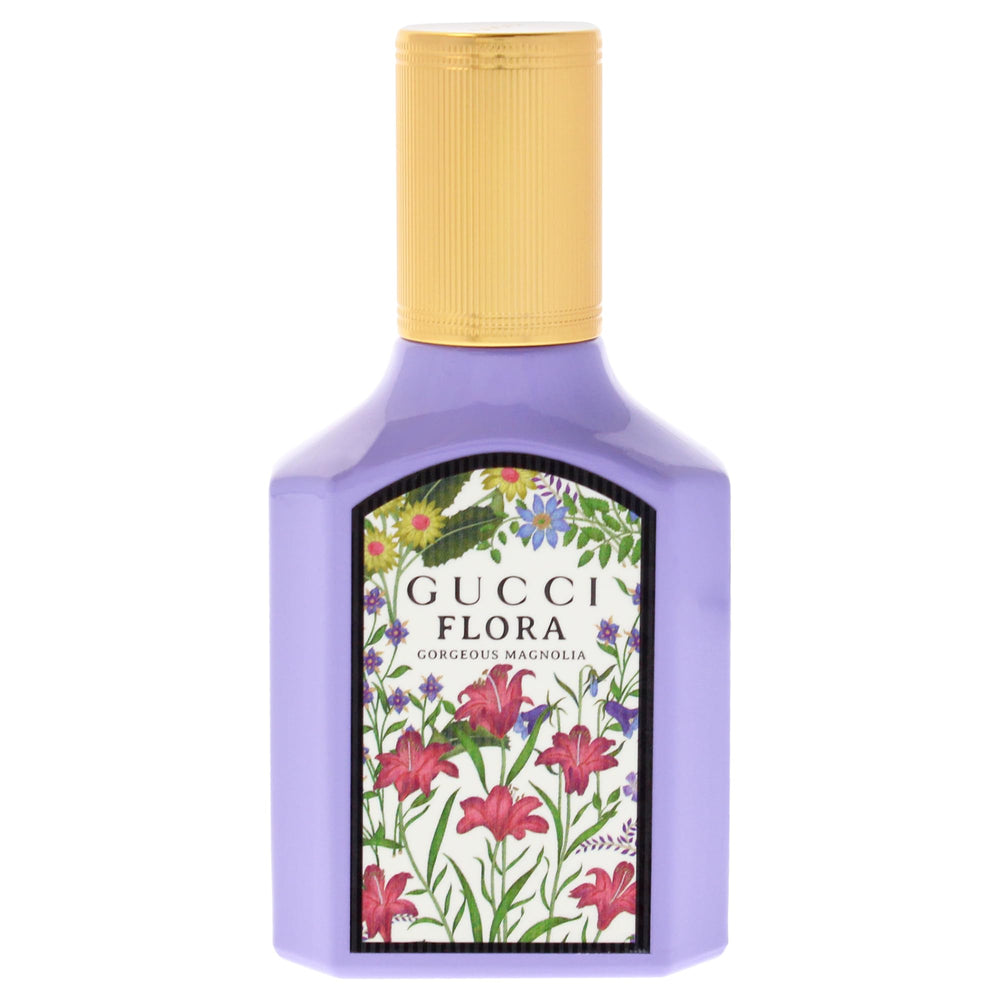 Gucci Flora Gorgeous Magnolia cap detail emphasizes refined branding and elegance