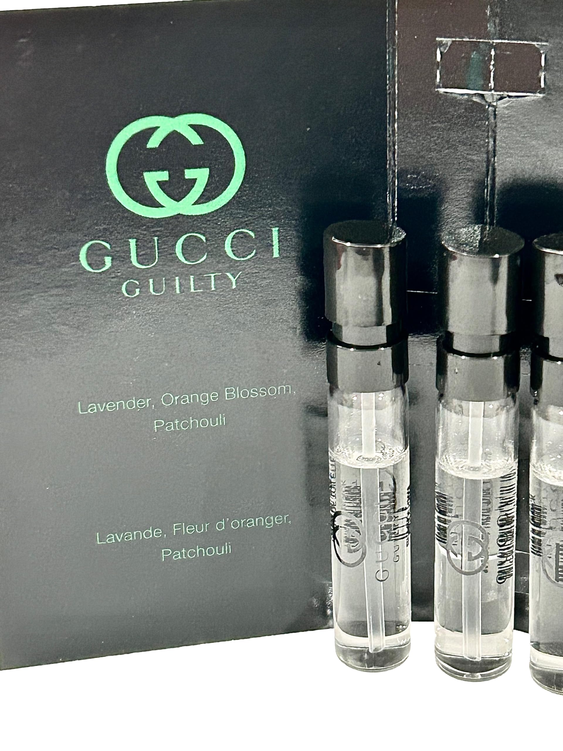 Gucci Guilty Black packaging displays branding and compact design.
