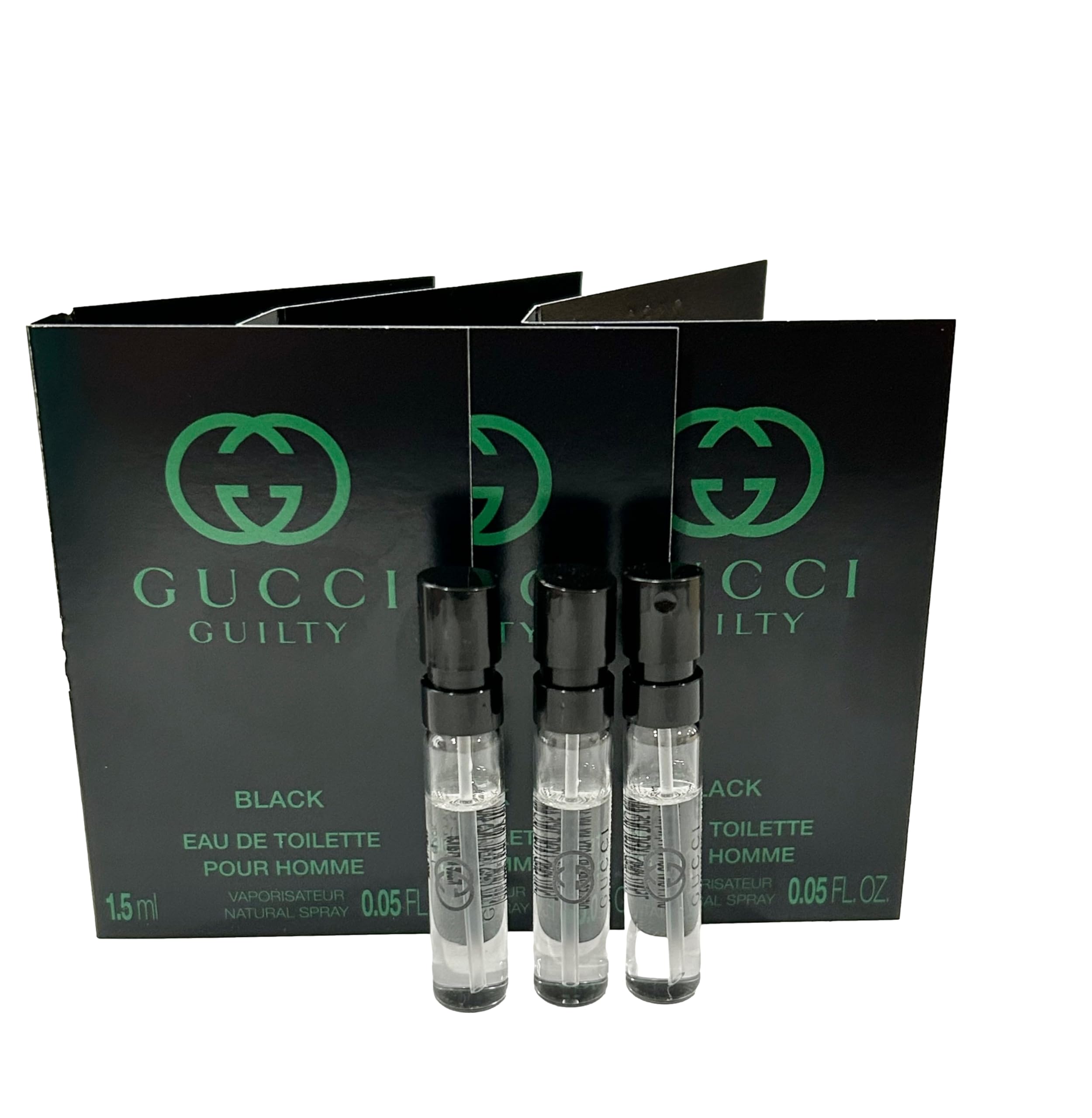 Gucci Guilty Black sample perfume mini bottle for on-the-go fragrance trial.