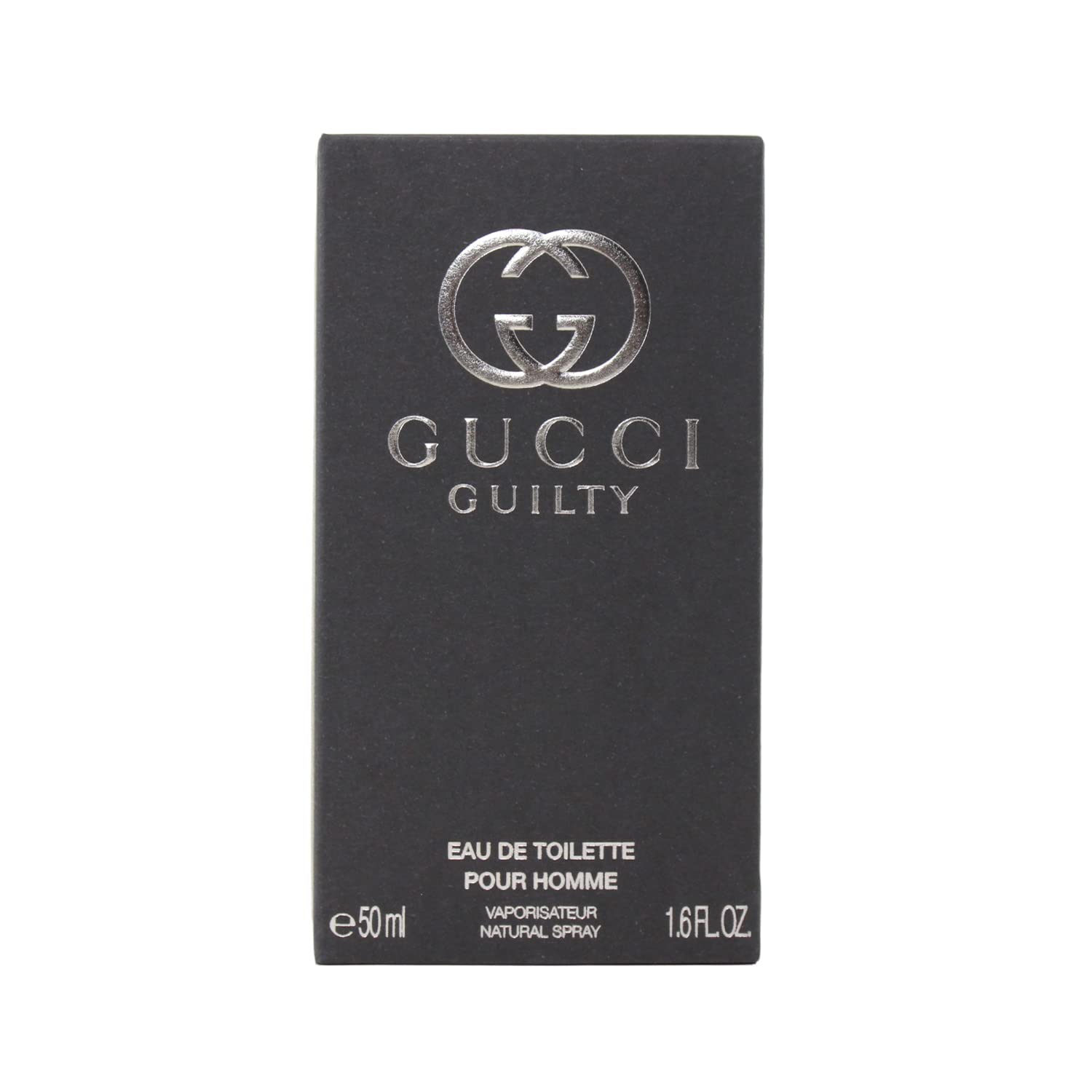 Gucci Guilty for Men bottle front, timeless design for daily sophistication.