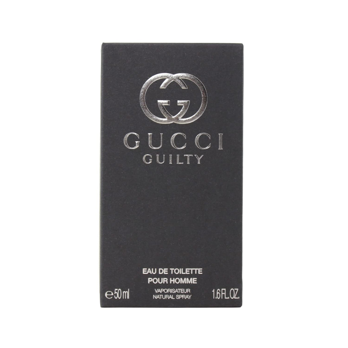 Gucci Guilty for Men bottle front, timeless design for daily sophistication.