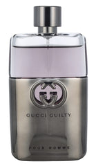 Gucci Guilty for Men packaging shows sleek design ideal for travel.