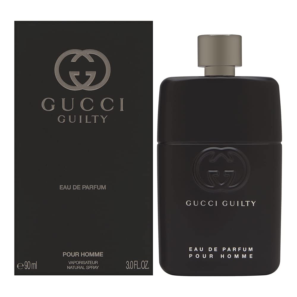 Gucci Guilty Men EDP bottle front view emphasizing bold, aromatic fragrance
