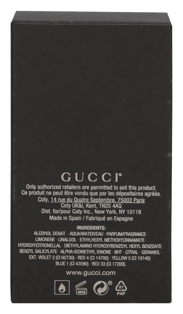 Packaging box for Gucci Guilty Men EDT signaling gift-ready presentation