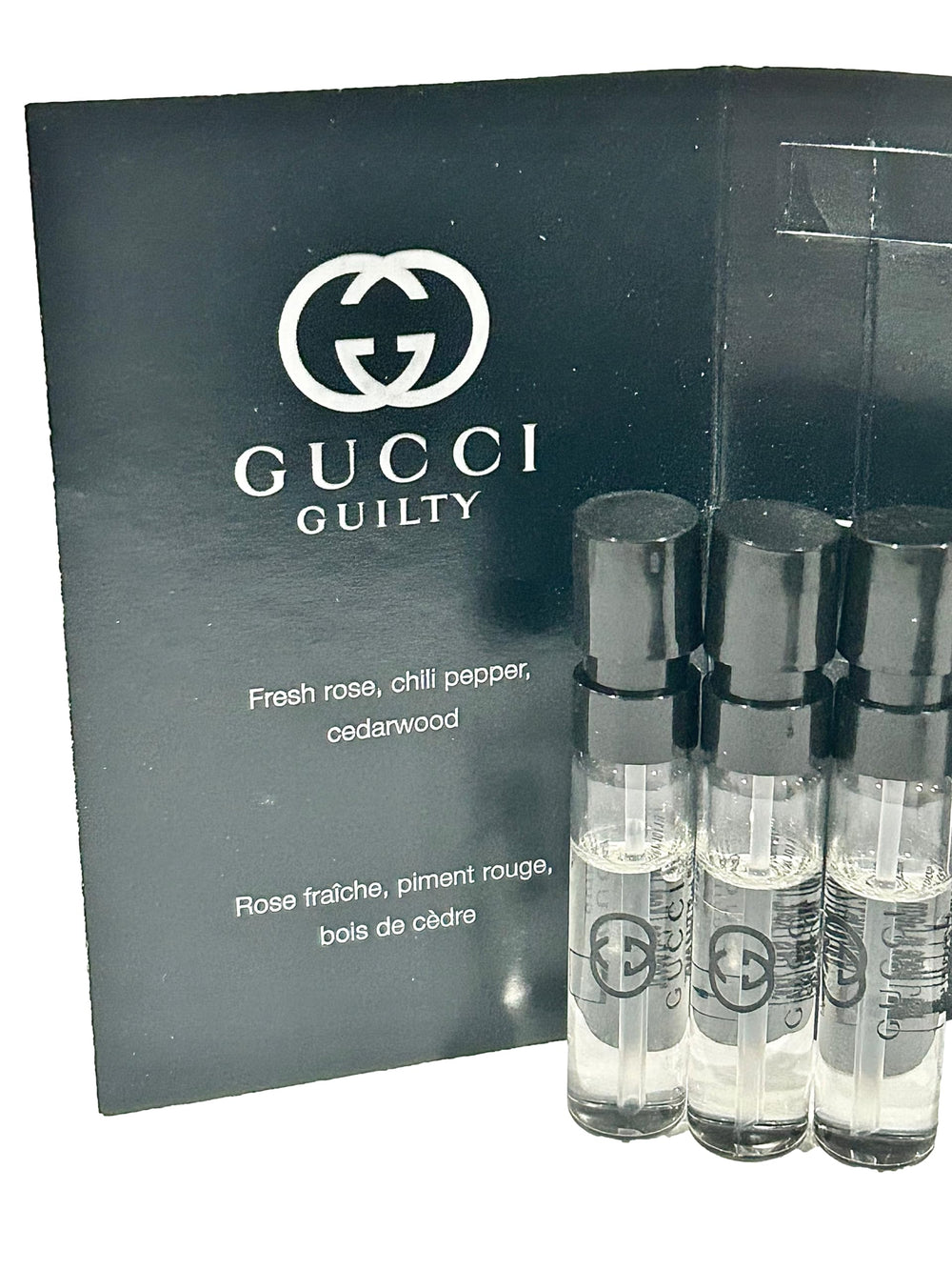 Gucci Guilty parfum concentrated formula highlights lasting scent.