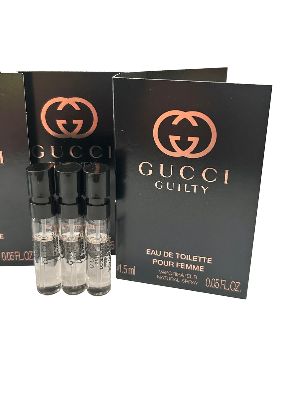 Gucci Guilty travel set, contains three mini fragrances.