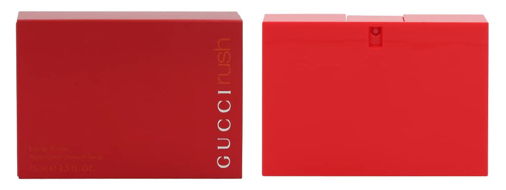 Gucci Rush for Women bottle closeup shows elegant glass and cap details for display
