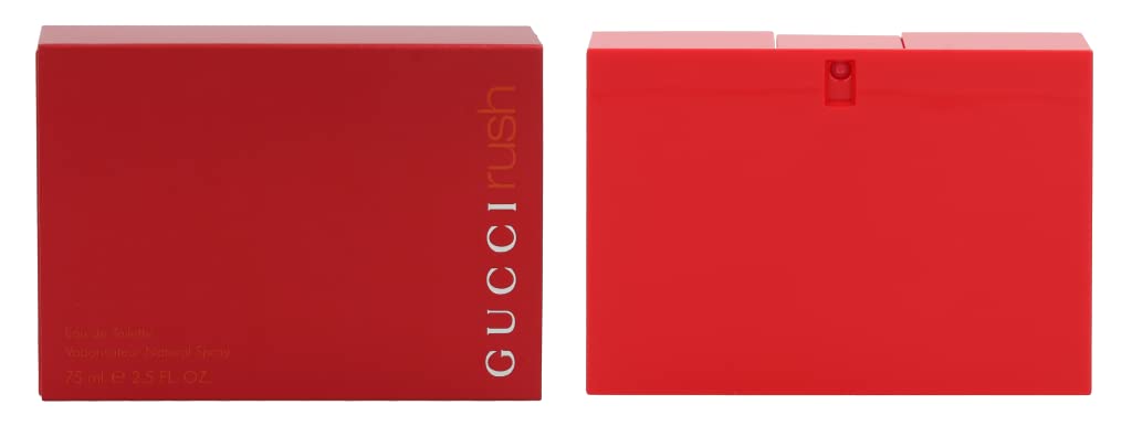 Gucci Rush for Women bottle closeup shows elegant glass and cap details for display