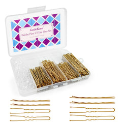 GudeKeen pinzas rubias en contenedor compacto para organizar el cabello.