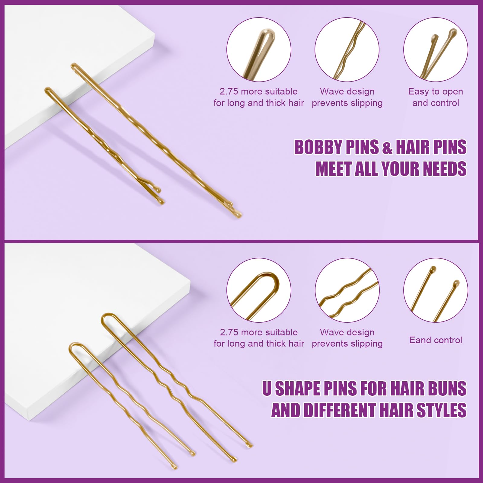 Pinzas para moño rubias de 2 pulgadas para moños elegantes.