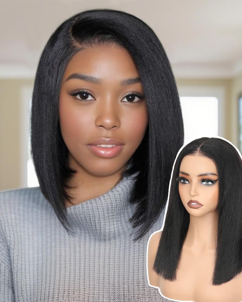 GUDOZO Bob Wig with yaki straight texture for natural volume