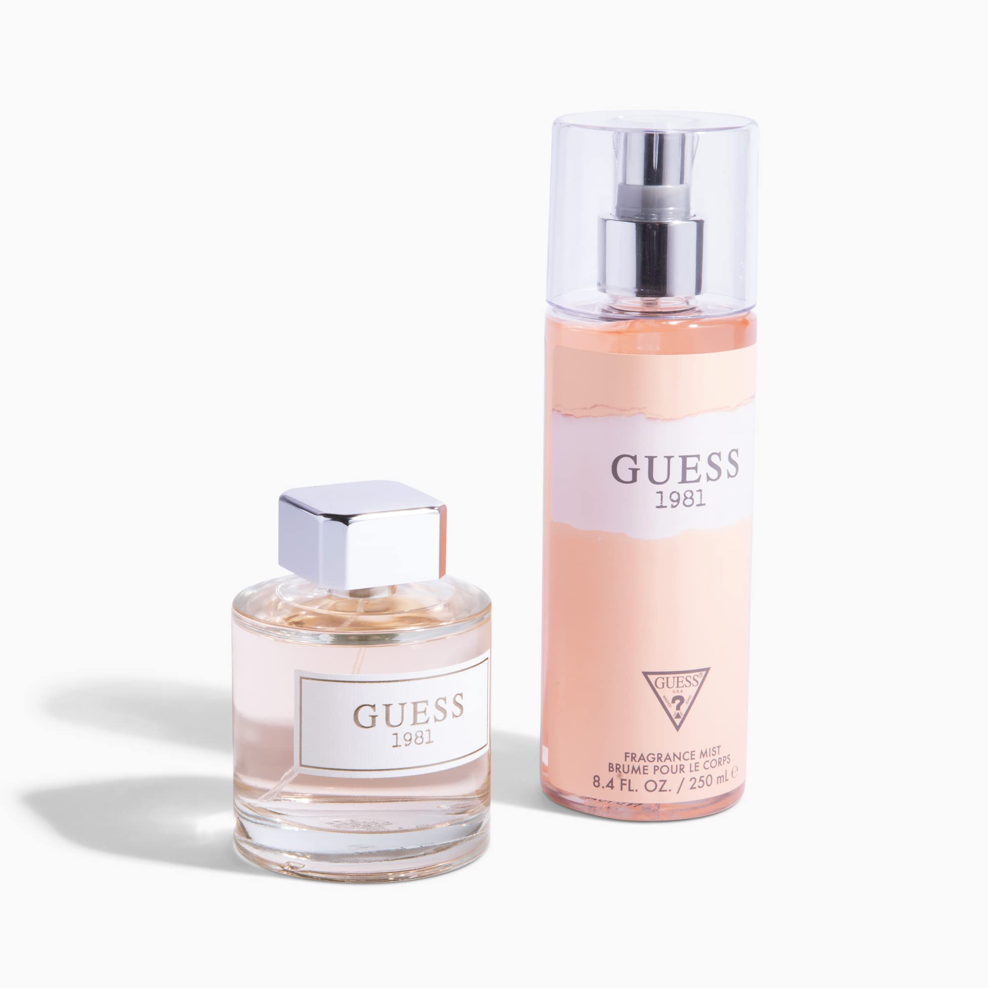 Vanity setup with GUESS 1981 EDT, perfect for morning routine.