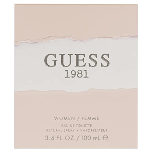 Full GUESS 1981 women's EDT bottle on vanity, ideal for daily wear.