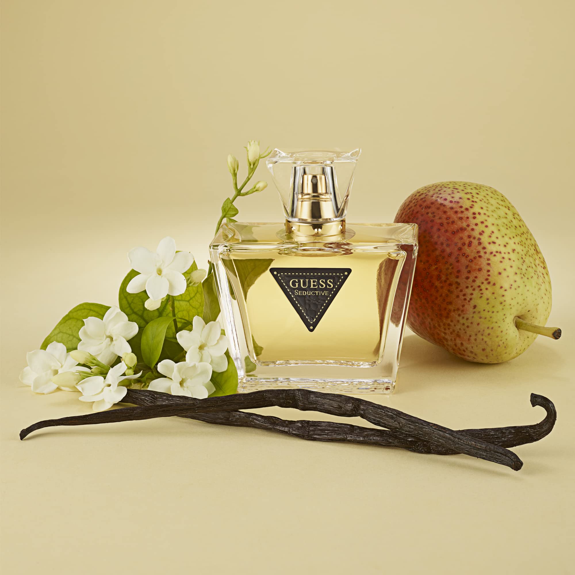 GUESS Seductive EDT closeup of label for premium packaging quality.
