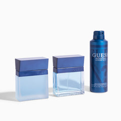 GUESS Seductive Homme Blue packaging box emphasizing gift-ready presentation.