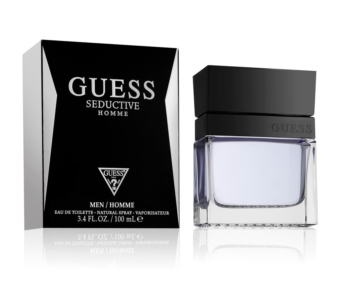 Guess Seductive Men EDT bottle front view highlights premium styling
