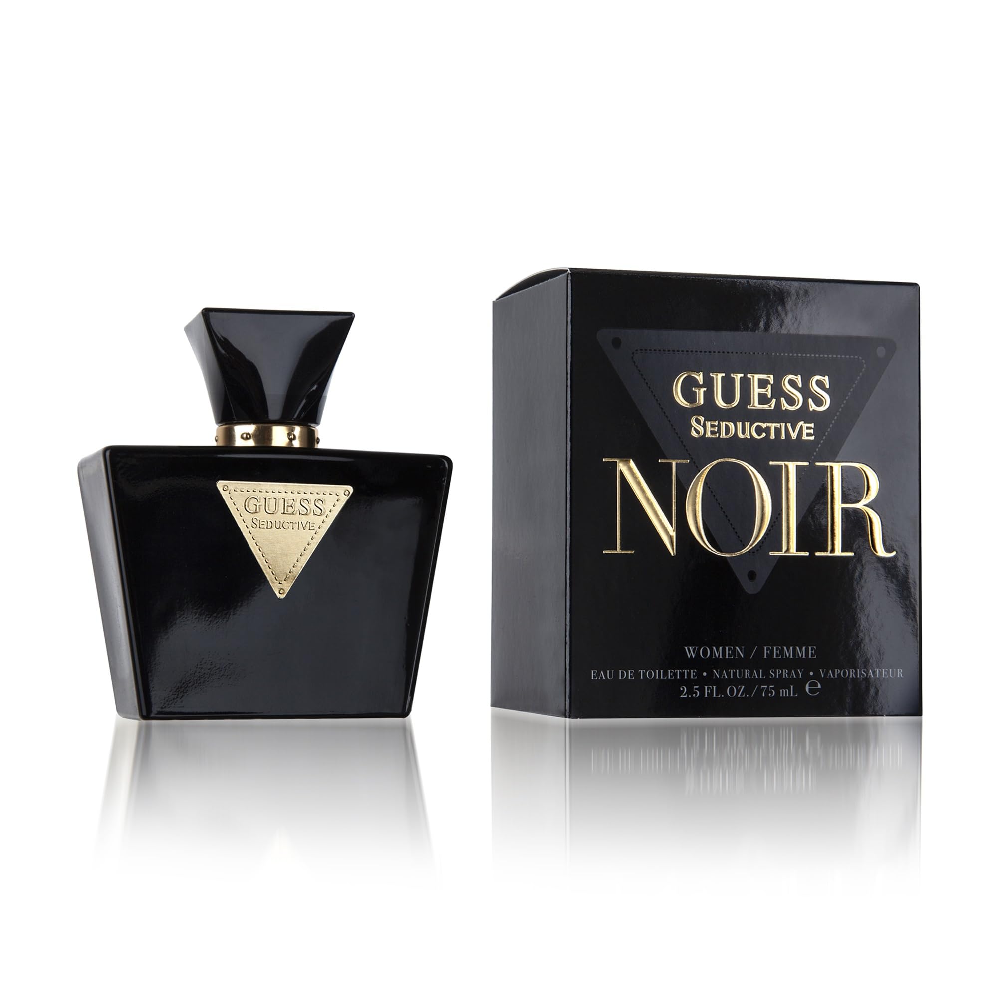 GUESS Seductive Noir bottle close-up highlights amber floral allure for evening wear