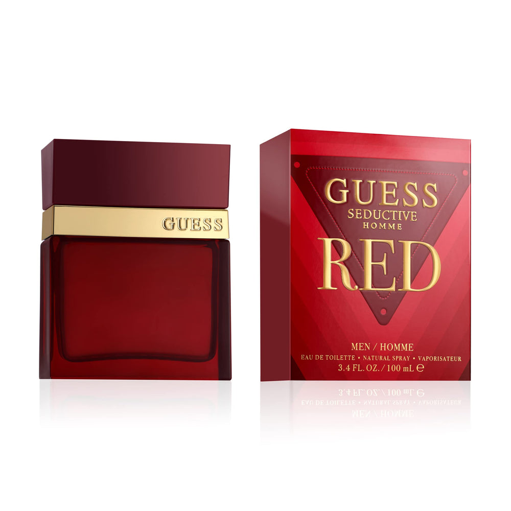 GUESS Seductive Red bottle front view highlighting bold scent for men.