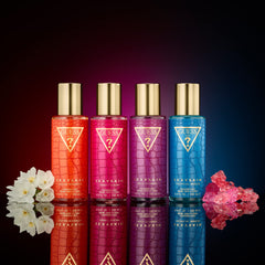 Guess Sexy Skin Sweet Sugar fragrance mist bottle ready to spritz for a light, sweet scent