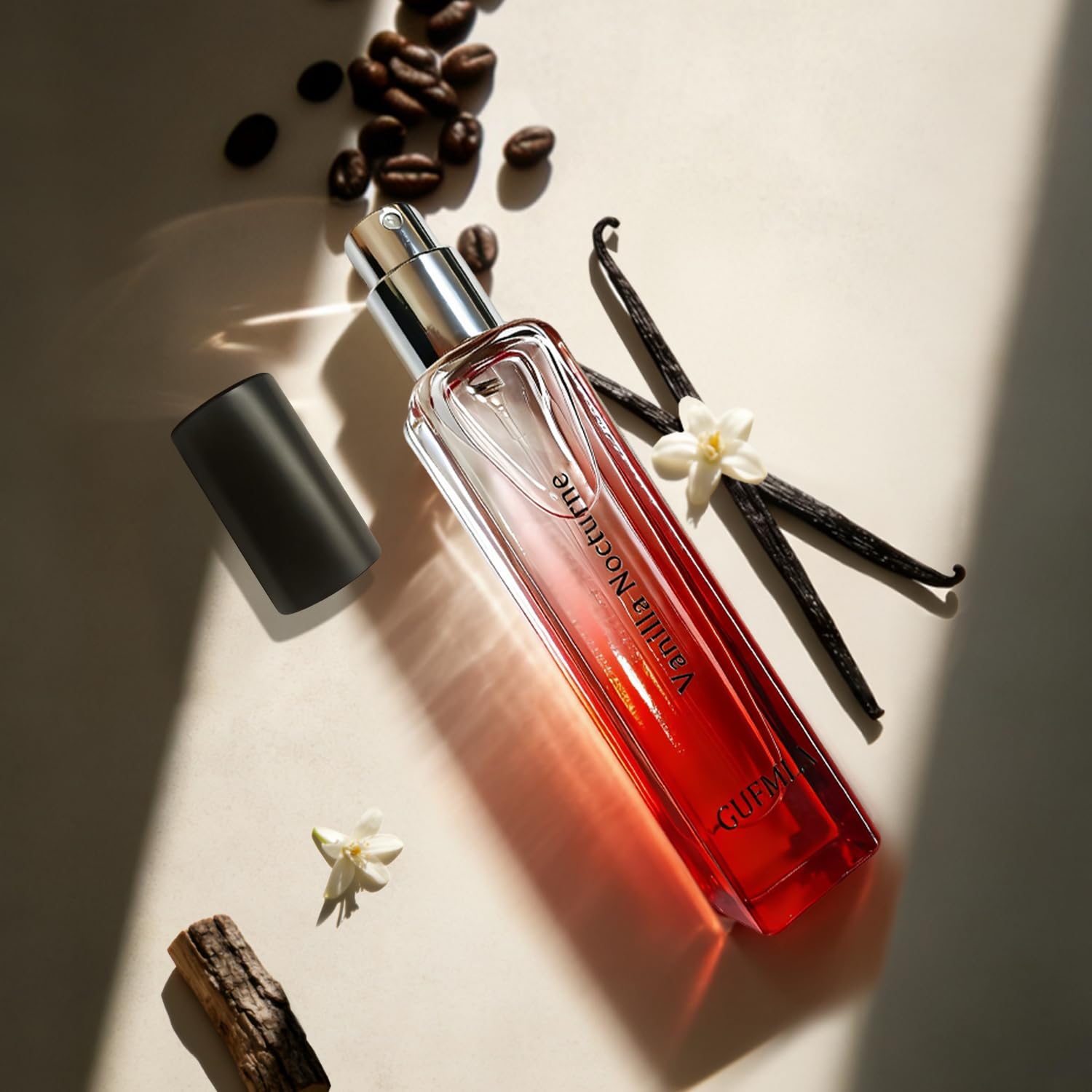 GUFMLA Vanilla Nocturne elegant bottle on table showcases premium finish.
