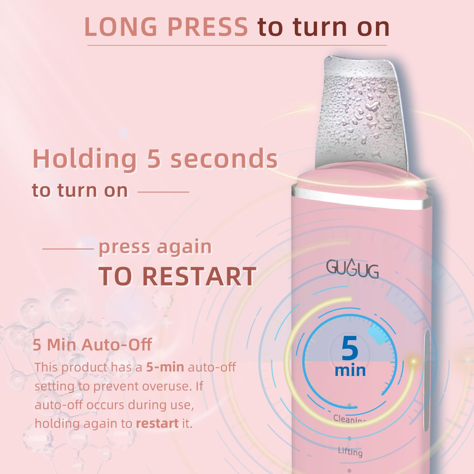 GUGUG Skin Scrubber four-modes pink for personalized routines