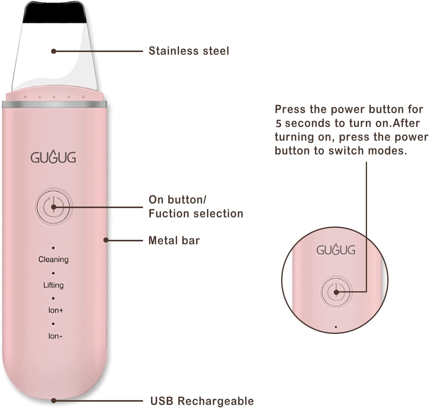 GUGUG Skin Scrubber charging guide ensures ready for next session